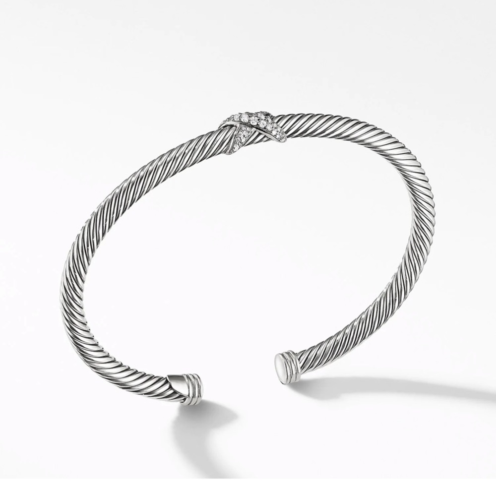 David Yurman X Station Bracelet with Diamonds, 4mm